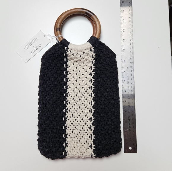 Laude the Label Gabby Mini Macrame Bag Black/White - Picture 10 of 15